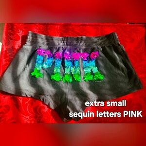 Black Vintage VS PINK Shorts with Sequin Letters